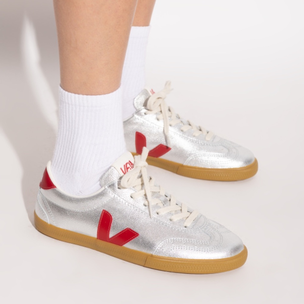 Veja Volley Leather Sneaker Silver/Pepper sz 38EU/7US, 40EU/9US New in Box